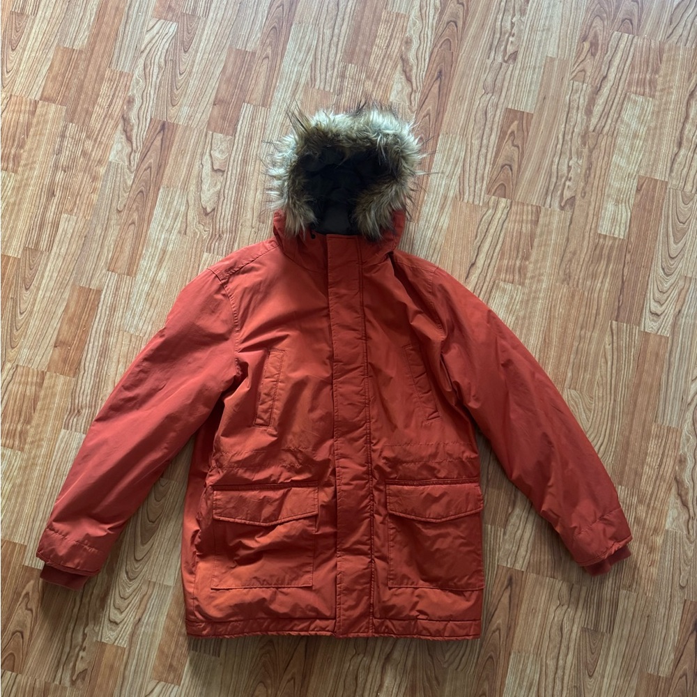 Aeropostale Puffer Jacket with Faux Fur Hood - Orange